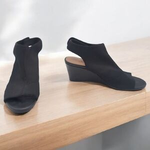 Impo Strech Elegant Black Wedge Sandals Murelle Sz 7